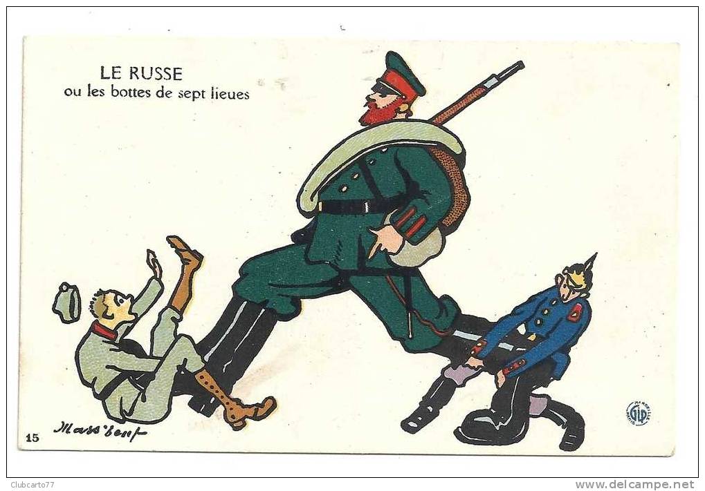 Mass'Boeuf (Illustrateur) :Les Russes Et Les Bottes De Sept Lieux Env 1914 (animée). - Mass'Boeuf