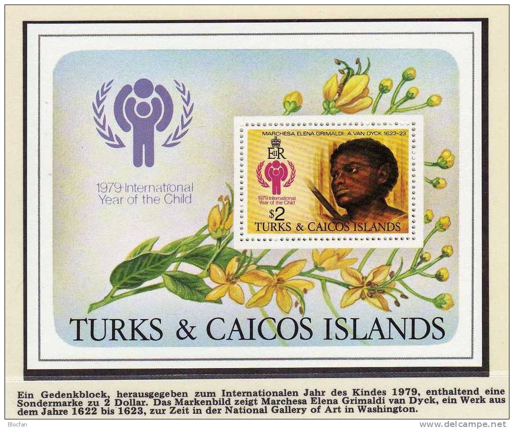 Gemälde Turks Caicos 431/4+Block 15 ** 5€ Maler Van Dyck Marchesa Elena Grimaldi Bloque Hoja Bloc Sheet Art Bahamas - Tableaux
