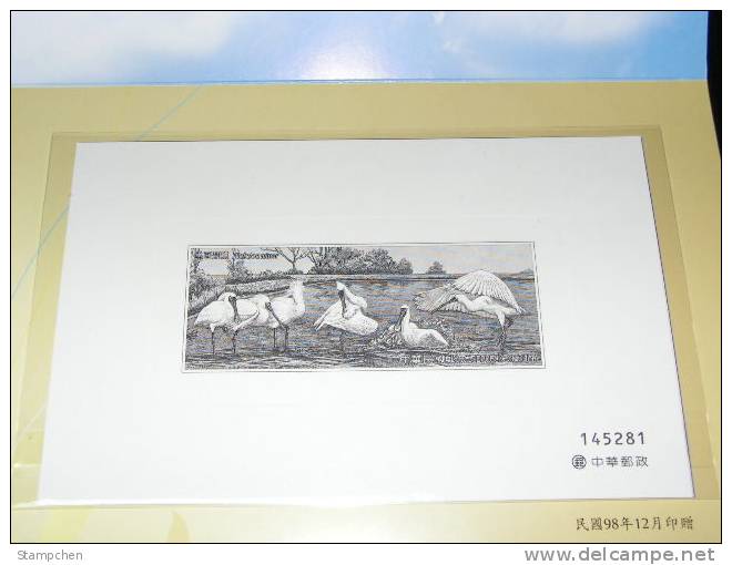 Folder Taiwan 2010 Proof Specimen S/s Conservation Birds Stamp S/s Black-faced Spoonbill Fishing Migratory Bird Fauna - Neufs