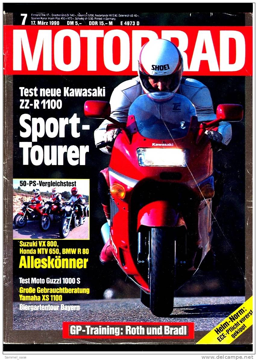 Motorrad Zeitschrift  7 / 1990 - Mit :  Vergleichstest : Suzuki VX 800  -  Honda NTV 650  -  BMW R 80 - Automobili & Trasporti