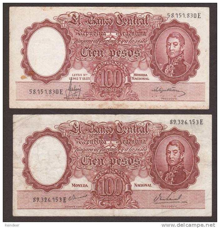 ® ARGENTINA: 100 Pesos (serie E 1957-69) - Argentinien