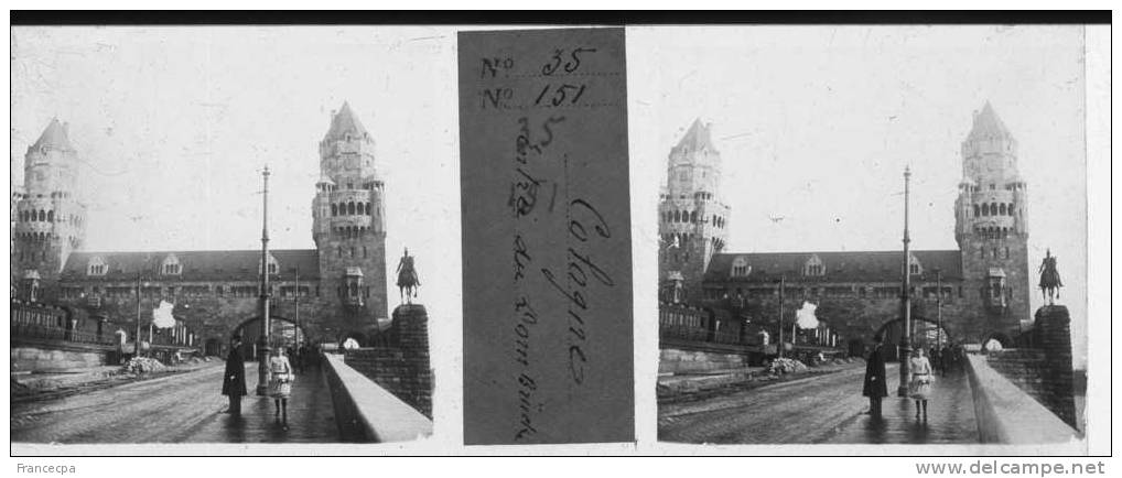 035 ALLEMAGNE - COLOGNE - Entrée Du Pont  (Original  Inédit) - Glass Slides