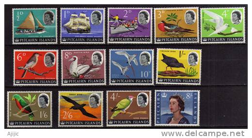 PITCAIRN. Oiseaux Et Bateaux 1964. Yv.# 38/49a. Serie Complete 13 T-p Neufs *. (Inclus 49a) Cote 40 € - Islas De Pitcairn