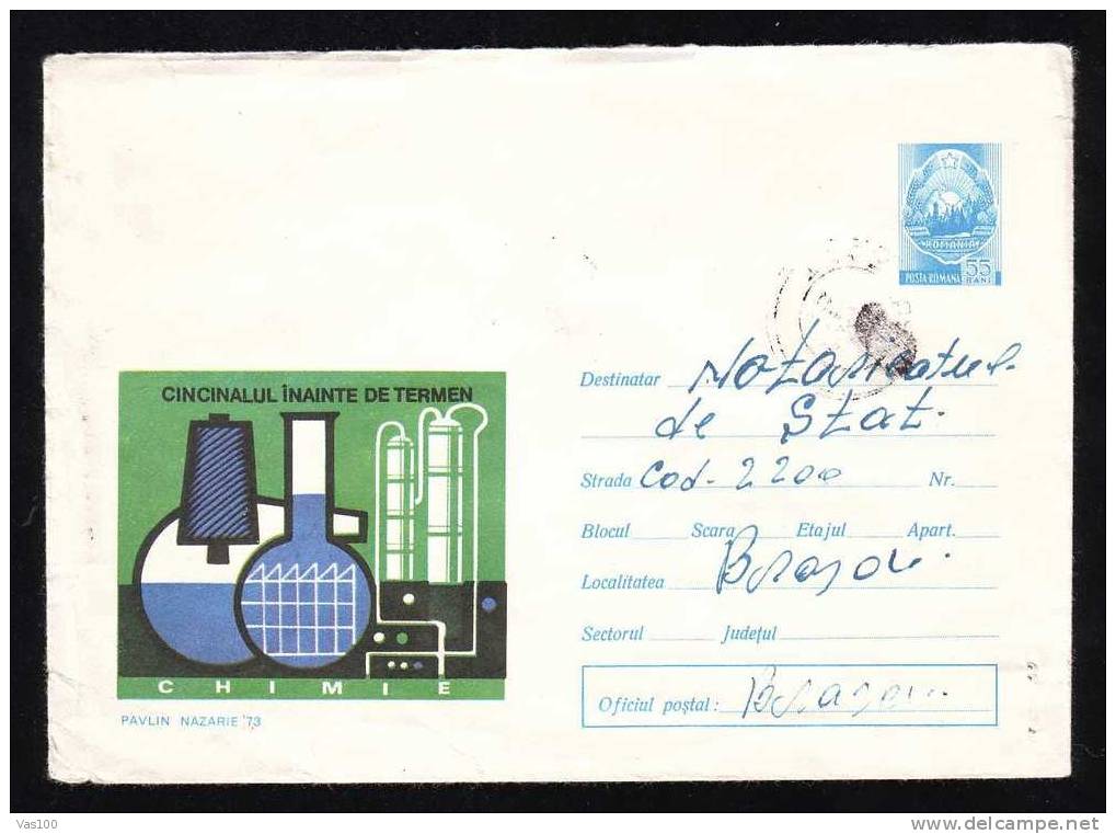 RAFINERY Chimie ,Chemestry ,ENTIER POSTAUX  STATIONERY COVER 1973. - Química