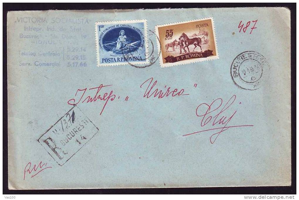 WORLD CAMPIONSHIP ROWING STAMP ON  RGD. COVER 1956,RARE. - Canoa