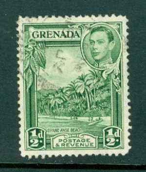 Grenada: 1938/50   KGVI       SG153       ½d   Yellow-green     [Perf: 12½]       Used - Grenada (...-1974)