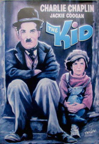 Art Print Reproduction On Original Painting Canvas, New Picture, Film, Movie, Placard, Poster, Charlie Chaplin, The Kid - Posters