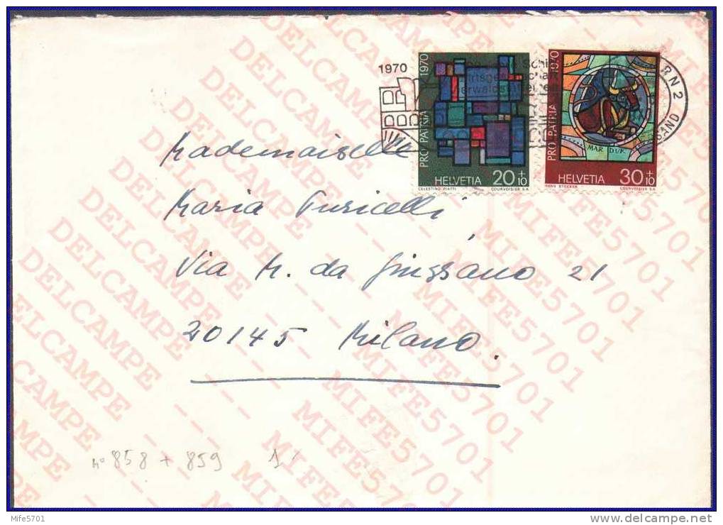 SVIZZERA Busta - PRO PATRIA - 1970 - C.20+10 & C. 30+10 - UNIFICATO N.858 / 859 - Briefe U. Dokumente