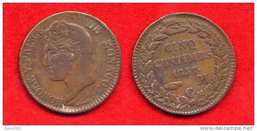 MONACO - HONORE V - 5 CENTIMES 1837 - 1819-1922 Honoré V, Charles III, Albert I