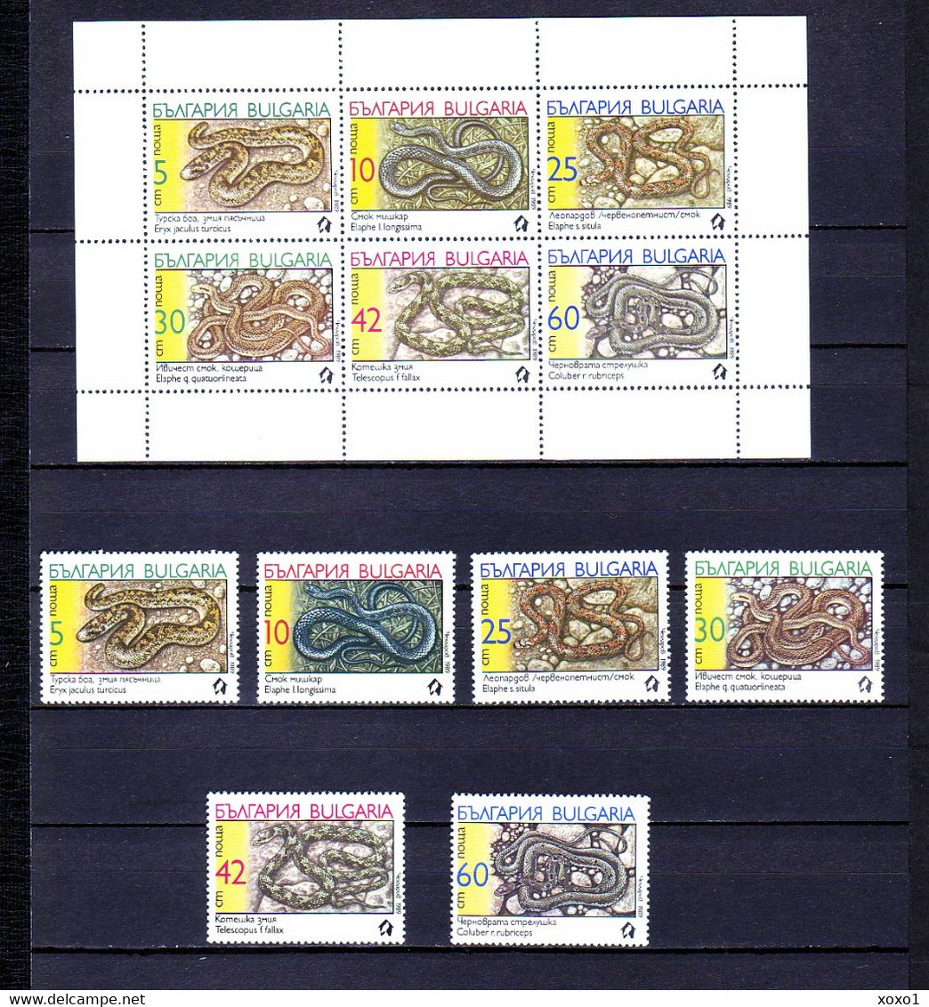 Bulgaria 1989 MiNr. 3784 - 3789 Bulgarien Reptiles, Snakes   6v+ 1m/sh  MNH** 7.00 € - Snakes