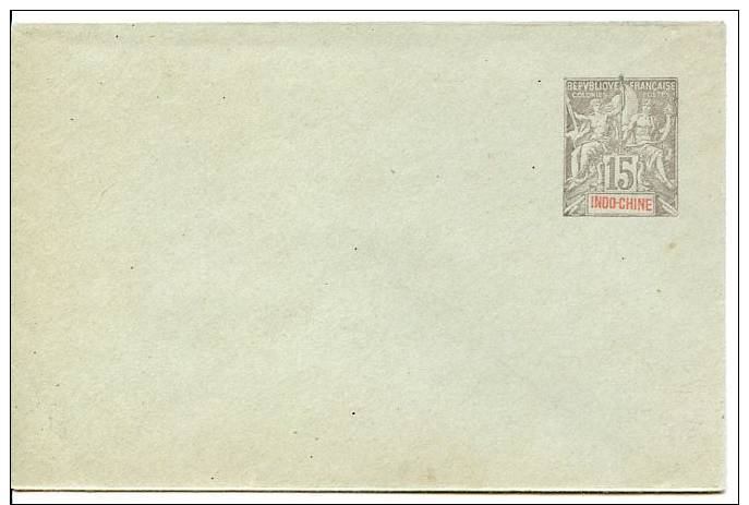 Indochine . Entier Du 15 Cts Gris Type Allégorie Sur Enveloppe 116x76mm, Sans Date. Neuf. TTB. - Brieven En Documenten