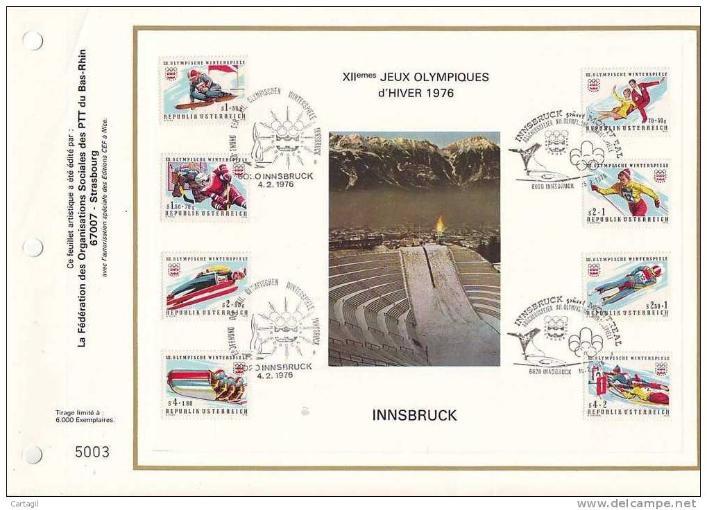 Feuillet Philatélique Rare  ( Tirage Limité) JO INNSBRUCK 1976 - Other & Unclassified