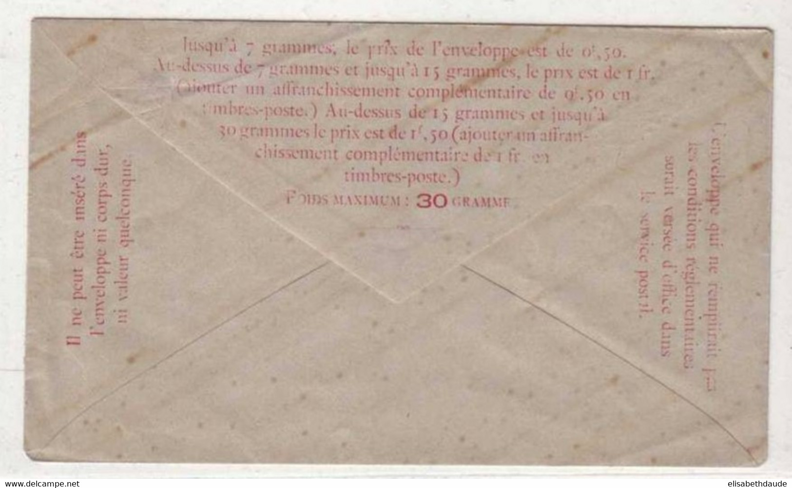 PNEUMATIQUE - 1897 - ENVELOPPE ENTIER POSTAL TYPE CHAPLAIN - STORCH D6 - NEUVE / TRACES - COTE 2005 = 30 EUR. - Neumáticos