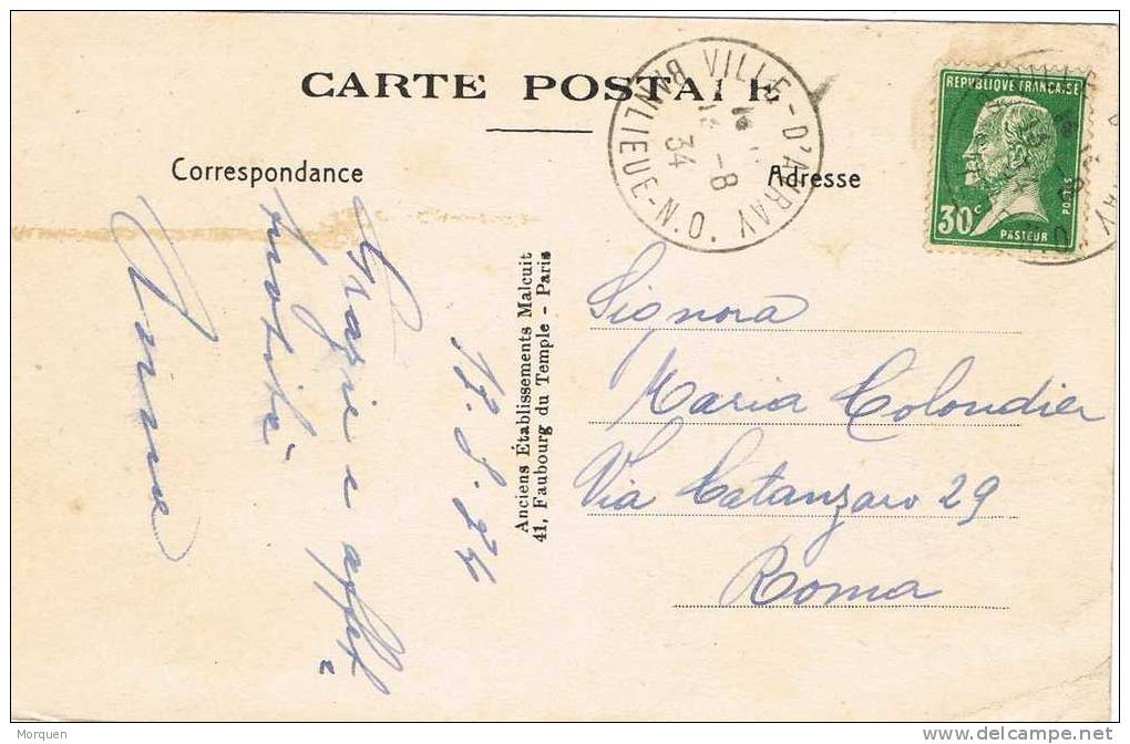 Postal VILLE D´AVRAY (Banlieu) 1934. Monument Gambetta - 1922-26 Pasteur