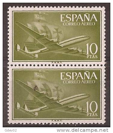 ES1179-A976TV.Spain Espagne SUPER-CONSTELLATION Y NAO SANTA MARIA 1955/56.(Ed.1175**)sin Charnela LUJO  BLOQUE DE 2 - Plaatfouten & Curiosa