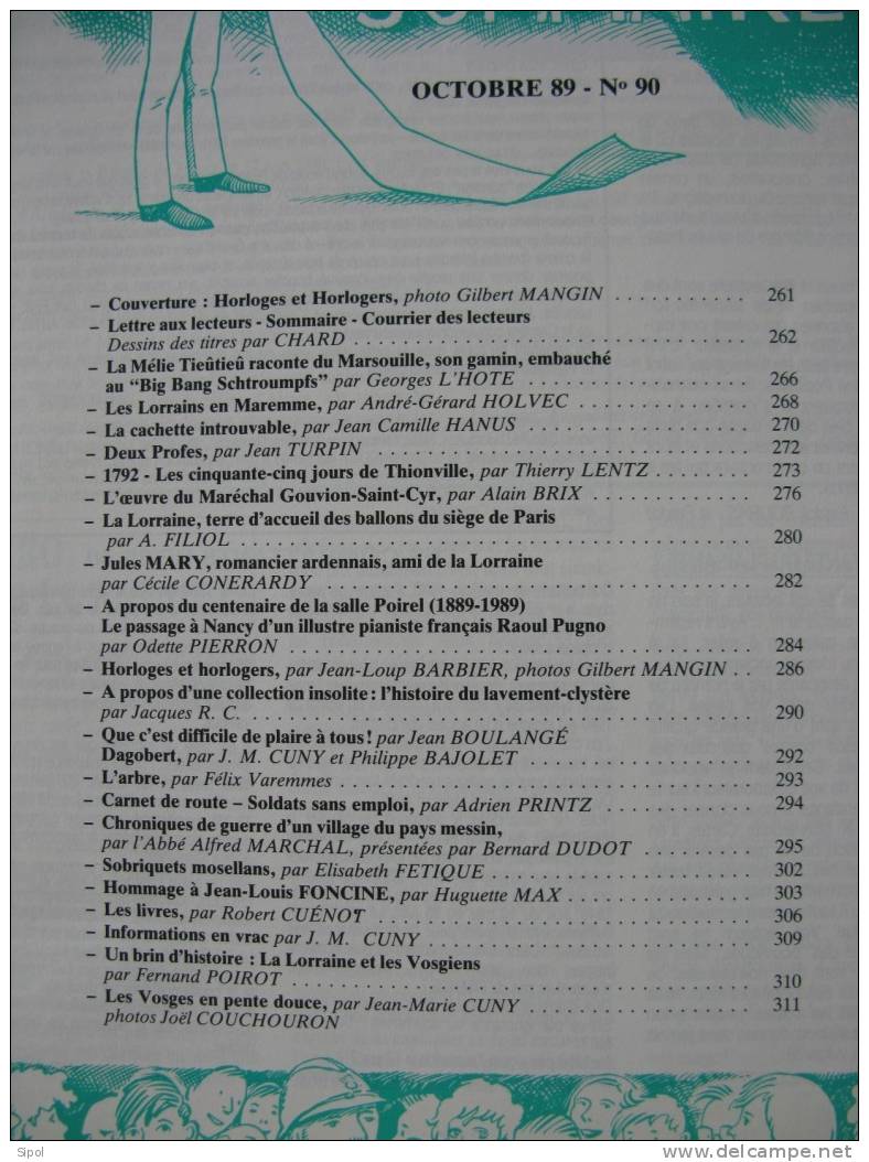 La Revue Lorraine  Populaire - Fondateur J.M Cuny - Octobre 1989  N°90 Voir Sommaire - Lorraine - Vosges