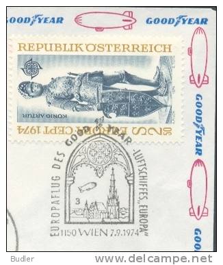 ÖSTERREICH:1974:Y.1279 On Travelled Cover:ZEPPELINPOST,GOOD YEAR,##Österreich:Flug Der «Europa»-Etappe:Wien –Salzburg##, - Zeppelins