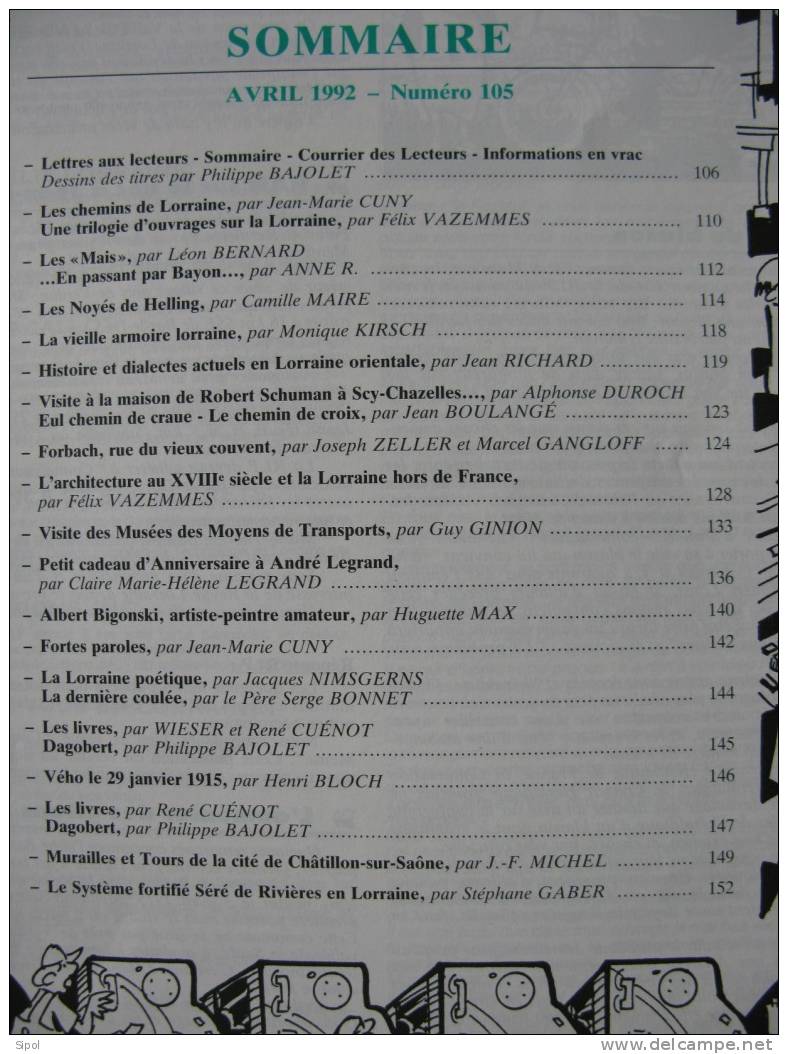 La Revue Lorraine  Populaire - Fondateur J.M Cuny - Juin   1992  N°105 - Lorraine - Vosges