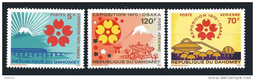 1973 DAHOMEY Osaka Expo Cpl Set Of 3 Yvert Cat N° 290 + Air 127/28 Perfect MNH** - 1970 – Osaka (Japon)