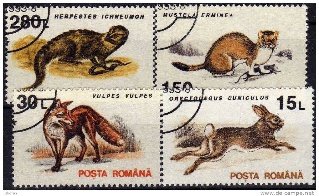 Tiere In Rumänien 4901/10 Im Set O 1€ Marder, Eichhörnchen, Gemse, Fuchs, Mufflon, Katze, Hermelin, Kaninchen - Gibier