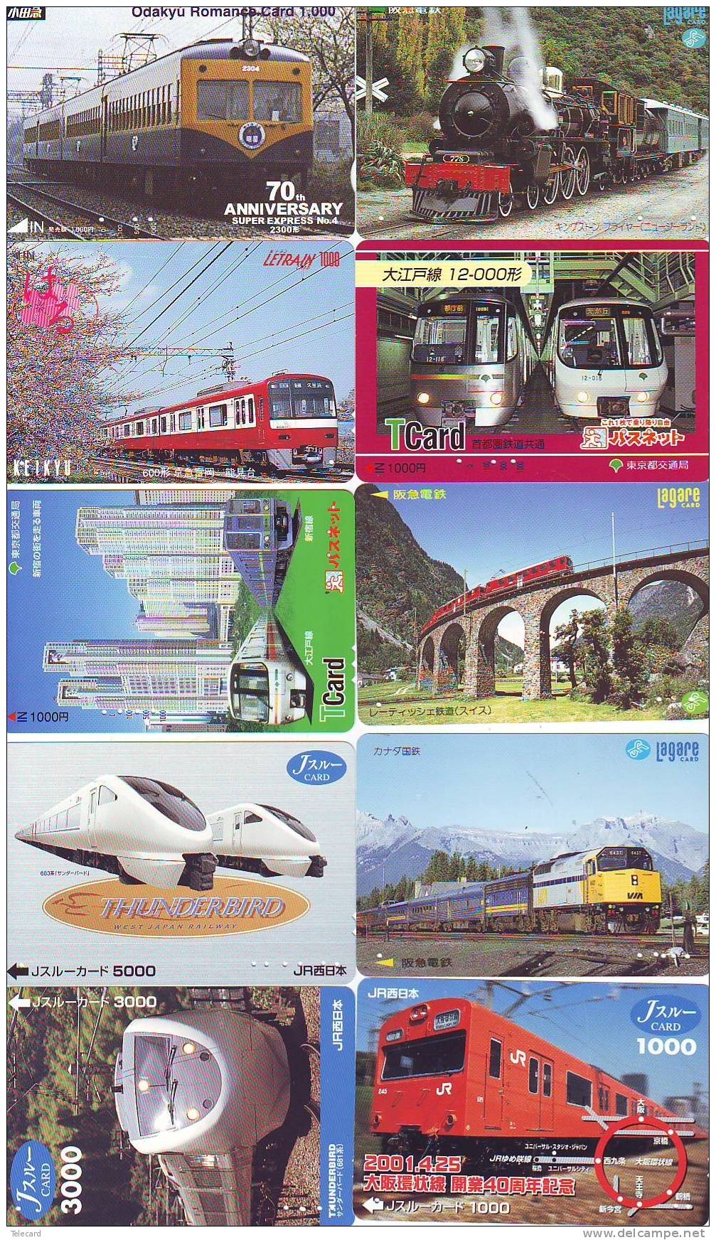 50 Cartes Japon Différentes TRAINS - 50 Different Japan Prepaid TRAIN Cards (Z-270) Trein Zug * Chemin De Fer  Locomotif - Verzamelingen