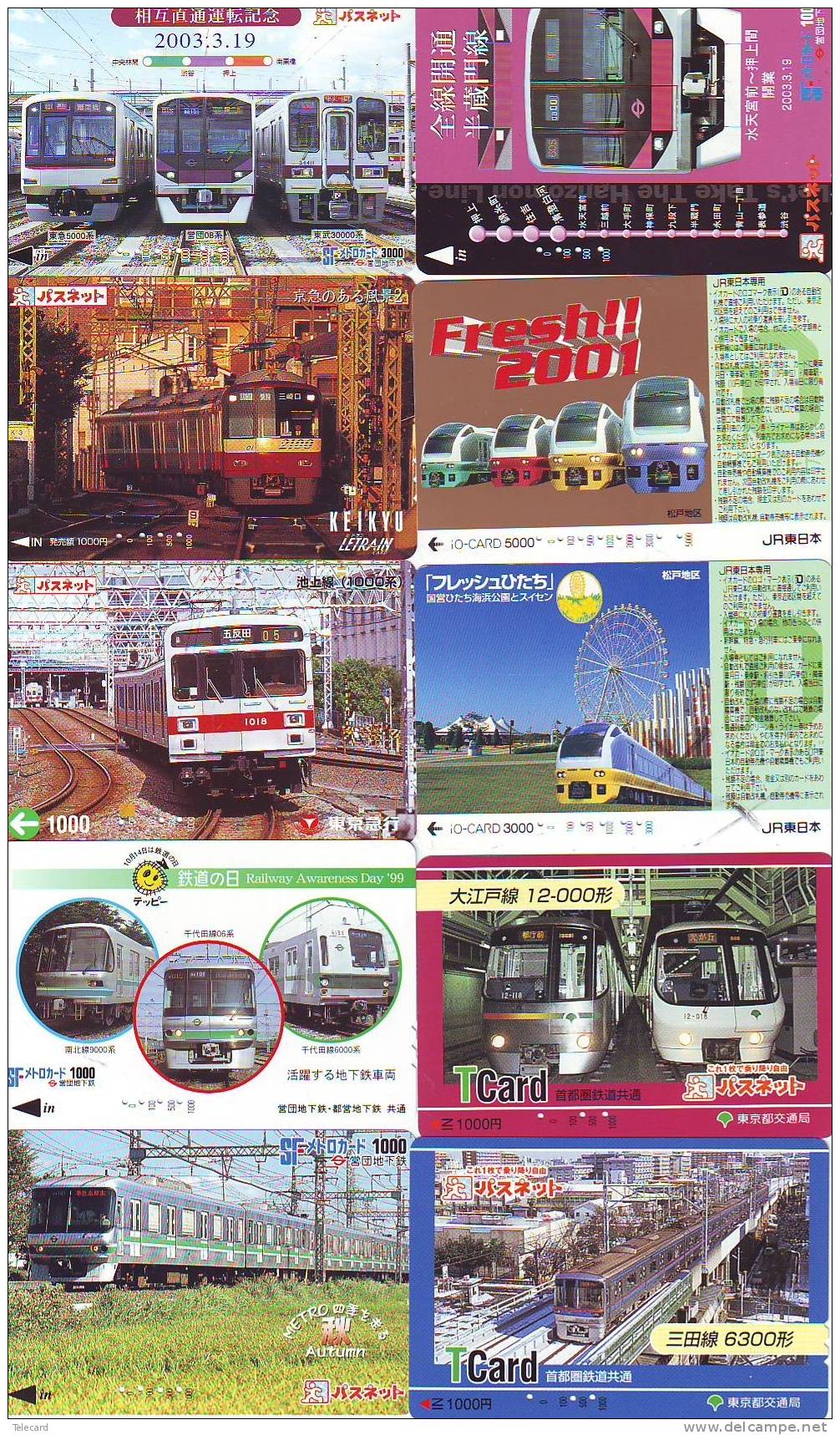 50 Cartes Japon Différentes TRAINS - 50 Different Japan Prepaid TRAIN Cards (Z-272) Trein Zug * Chemin De Fer  Locomotif - Verzamelingen