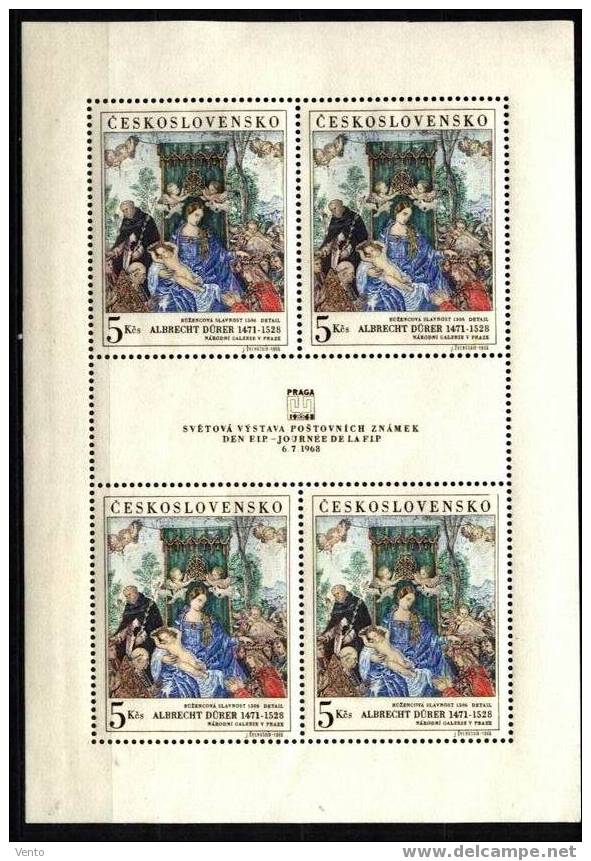 CS 1968 Mi 1805 BL 4x Yt 1653 ** Duerer Painting - Unused Stamps