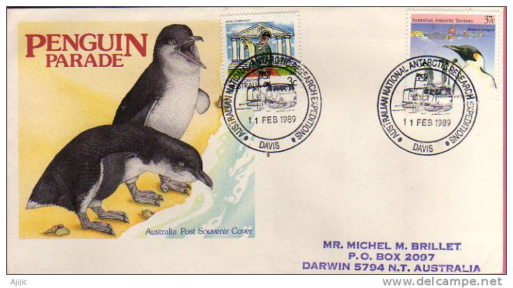 Penguin Parade. Lettre Postée A La Base Davis.  11 Fev. 1989 - Covers & Documents