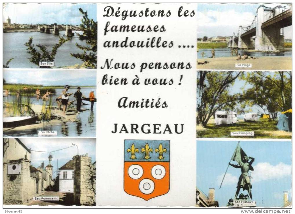 CPSM JARGEAU (Loiret) - 6 Vues:monument, Plage, Camping... - Jargeau