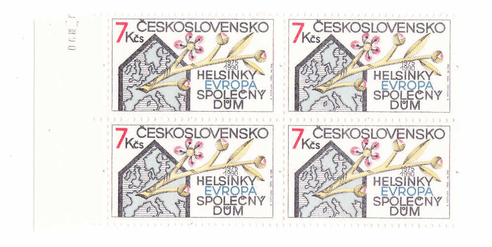 Czechoslovakia 1990 Helsinki Conference 15th Anniversary Blk Of 4 MNH - Ungebraucht