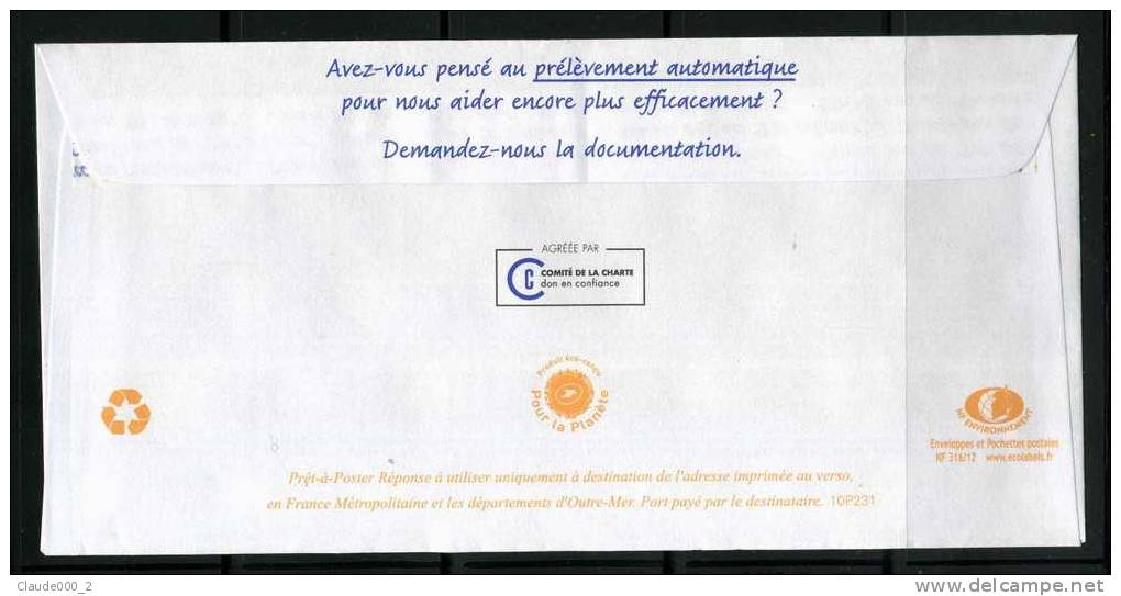 PAP FONDATION RECHERCHE MEDICALE . BEAUJARD  PHILAPOSTE **  Port Payé Par 10P231 Voir Recto -  Verso - Prêts-à-poster:Answer/Beaujard