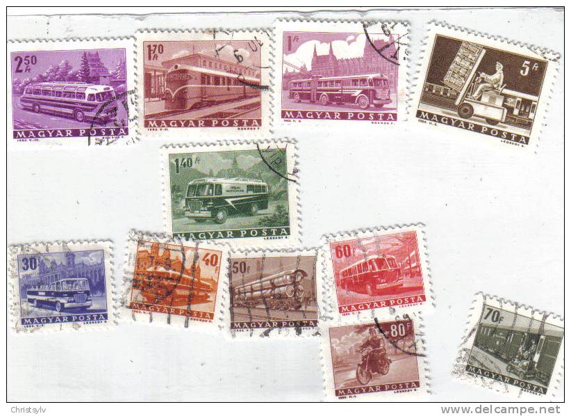 Lot De 11 Timbres Oblitérés Thème TRANSPORT : Train , Car - Altri (Terra)