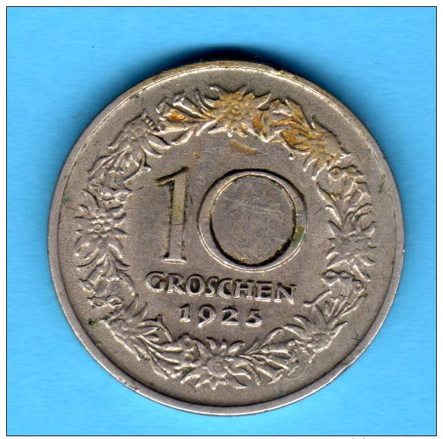 AUSTRIA / ÖSTERREICH   ** 10 Groschen 1925 **  Cu-Ni - Austria