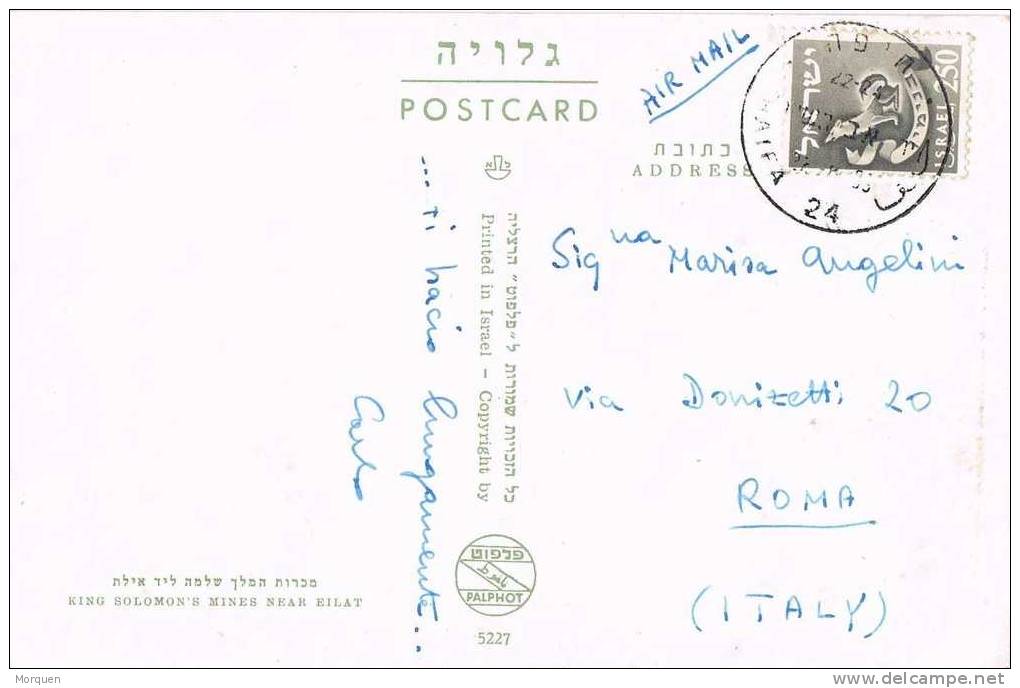 1682. Postal Aerea HAIFA (Israel) 1959. Minas Del Rey Salomon - Lettres & Documents