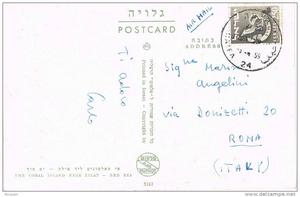 1680. Postal Aerea HAIFA (Israel) 1959. Isla De Coral. Mar Rojo. Red Sea - Covers & Documents