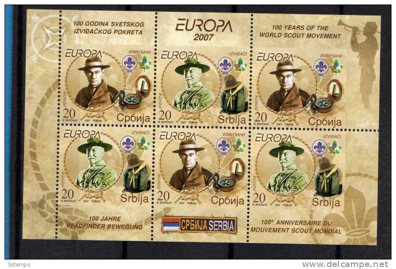 2007  SERBIA SERBIEN EUROPA CEPT SCOUTS  SOUVENIR SHEET   NEVER HINGED - 2007