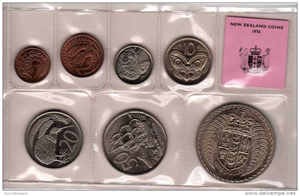 NZL : UNC Coin Set 1976 : 7 Pièces Avec Couverture Officielle - New Zealand
