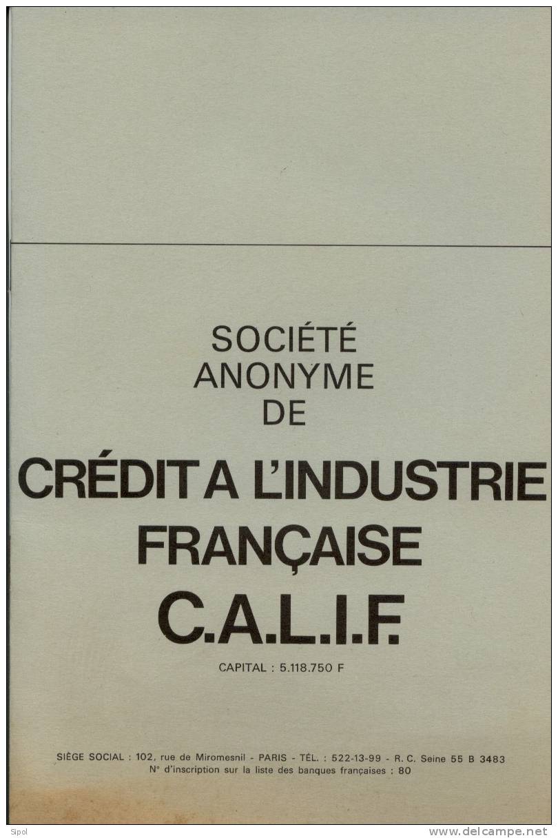 S.A De Crédit à L Industrie Française C.A.L.I.F.Fascicule Sur Les Modalités Et Conditions De Prêts - Sonstige & Ohne Zuordnung