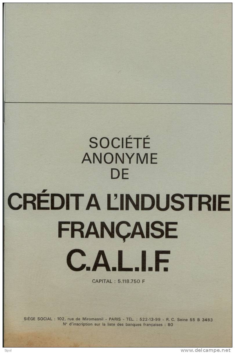 S.A De Crédit à L Industrie Française C.A.L.I.F.Fascicule Sur Les Modalités Et Conditions De Prêts - Other & Unclassified