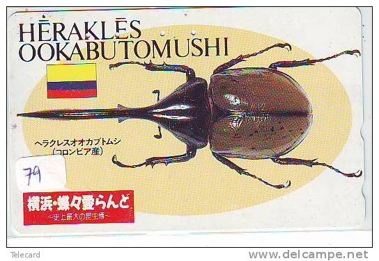 Télécarte Ancienne Japon (79) TELEFONKARTE JAPAN * INSECTE Scarabée * KEVER  * BEETLE Japan * HERACLES OOKABUTOMUSHI - Otros & Sin Clasificación