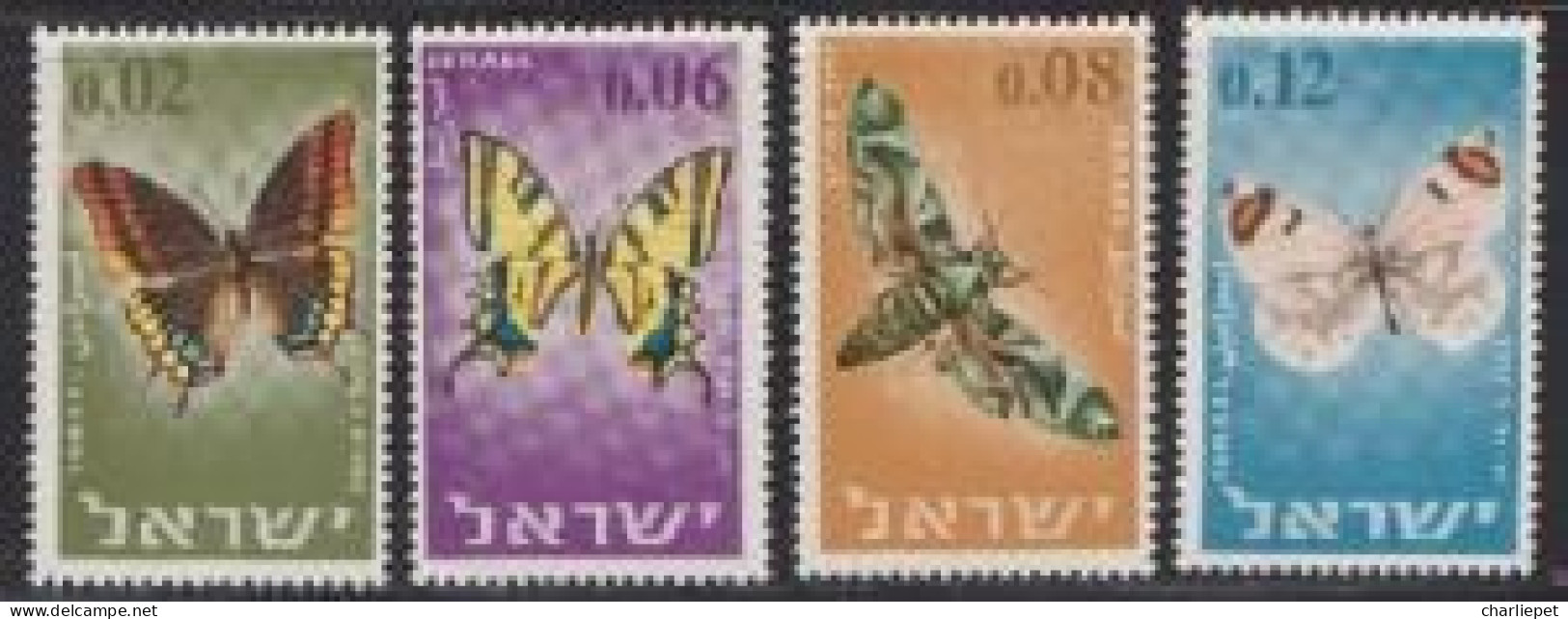 Israel Scott #  304-307  MNH VF Butterflies - Unused Stamps (without Tabs)