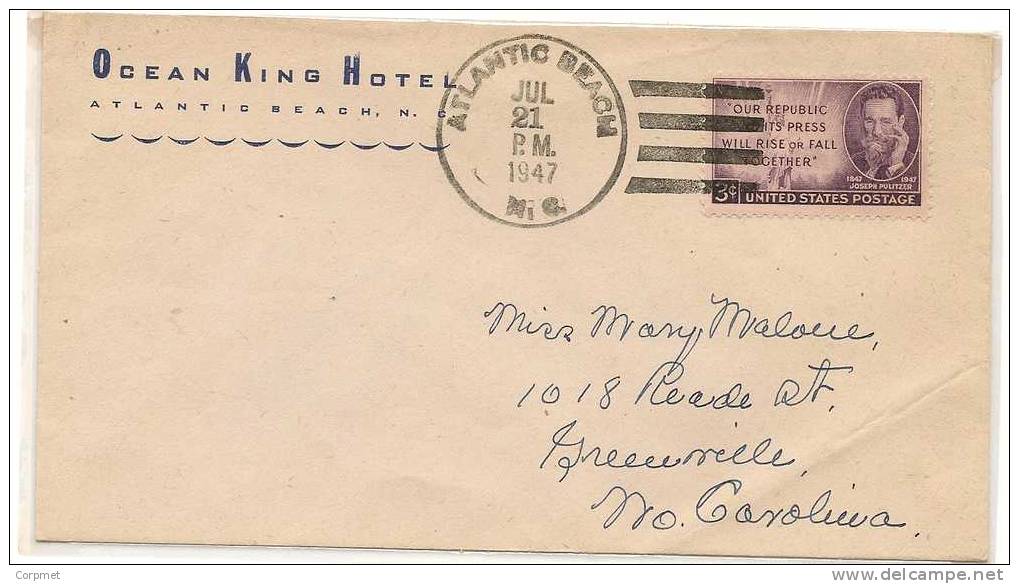 US - 3 -  VF 1947 COVER From The OCEAN KING HOTEL - ATLANTIC BEACH, NC To GREENVILLE - Briefe U. Dokumente