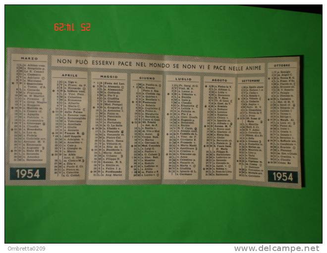 Calendarietto Anno 1954 - CAPPELLANI Del LAVORO Di GENOVA / Immacolata Concezione NS.LOURDES - Petit Format : 1941-60