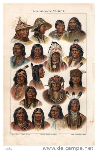 AMERICAN PEOPLE 1( Old Original Lithography From 1904.) Native Indigènes Américain America Indian Indien Indians Indiens - Lithographies