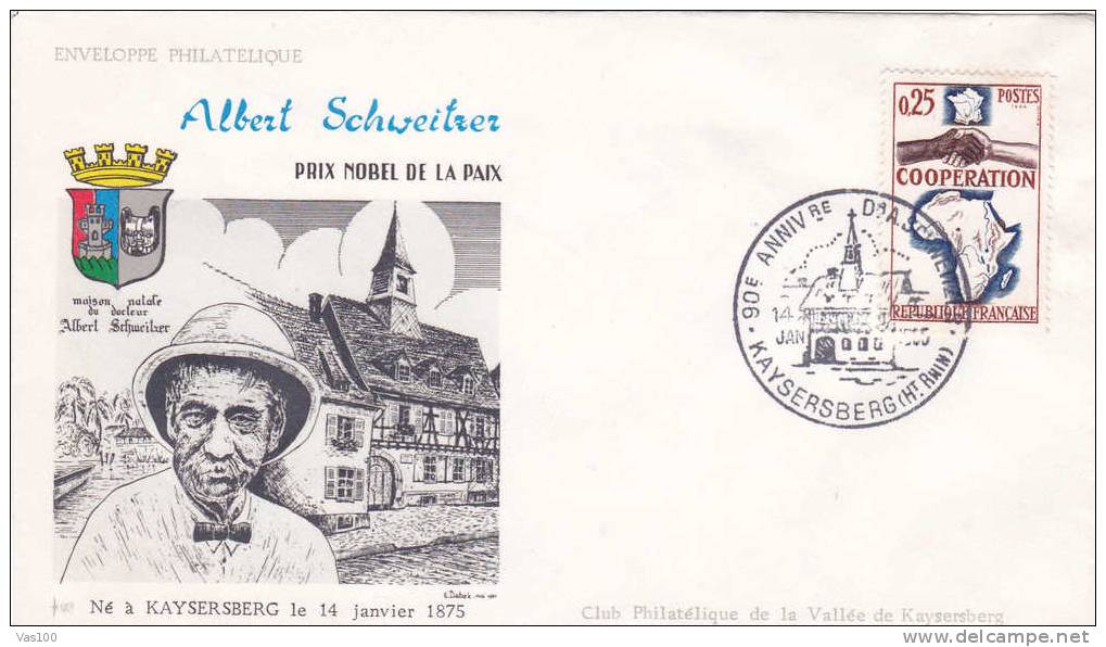 France,Prix Nobel. Env. 1er Jour 1965 Albert Schweitzer – FDC From France. Prix Nobel - Albert Schweitzer