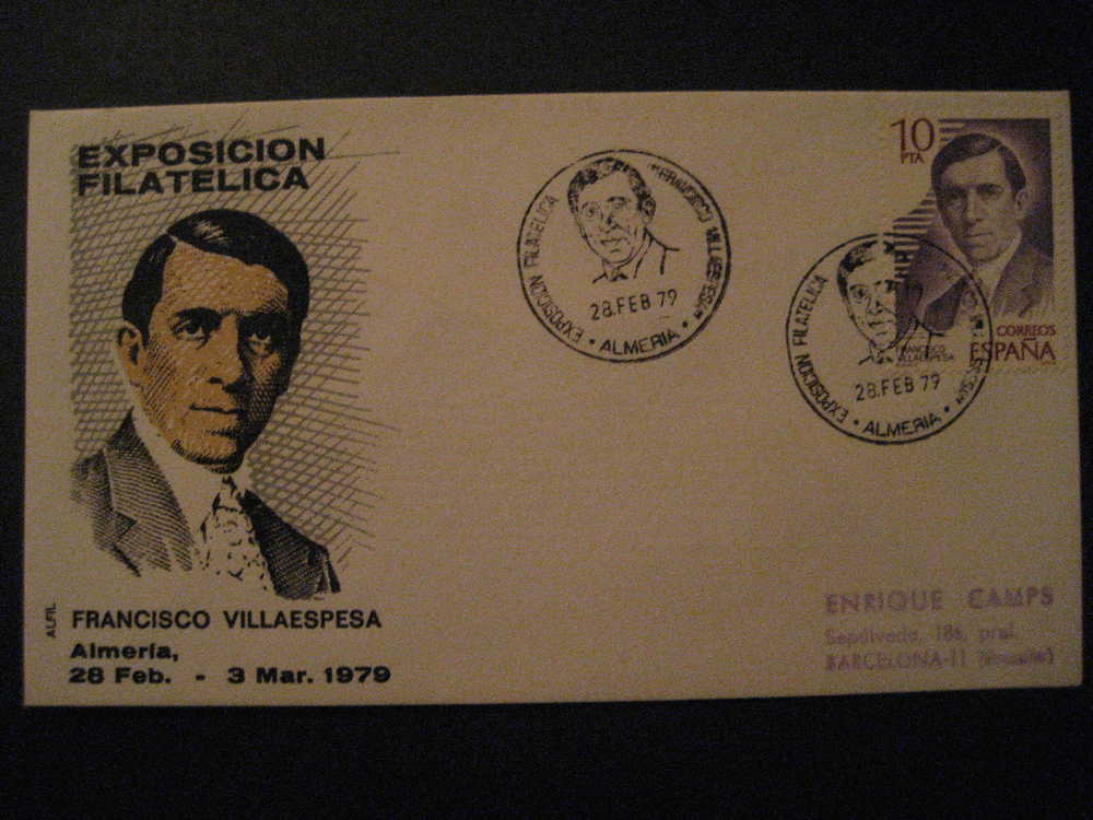 ALMERIA 1979 Exp Fil Francisco Villaespesa Poesia Teatro Modernismo Lirica Matasellos Especial Sobre Cover Lettre - Storia Postale