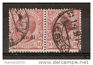 1912 EGEO RODI USATO 10 CENT COPPIA - RR3099 - Egée (Rodi)