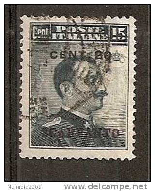 1916 EGEO SCARPANTO SOPR. 20 CENT USATO - RR3096 - Egée (Scarpanto)