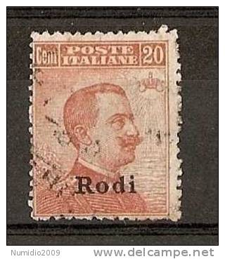 1918-22 EGEO RODI 20 CENT USATO - RR3097-2 - Egeo (Rodi)