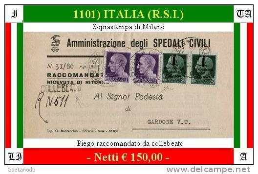 Collebeato 01101 (Piego Intestato, Per Raccomandata RR, Del 26.9.1944) - "Chiavarello". - Marcophilia